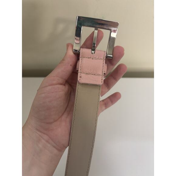 Pink Italian Leather Belt Abro Size 40/100cm Silver Buckle Made in Italy - Picture 6 of 8